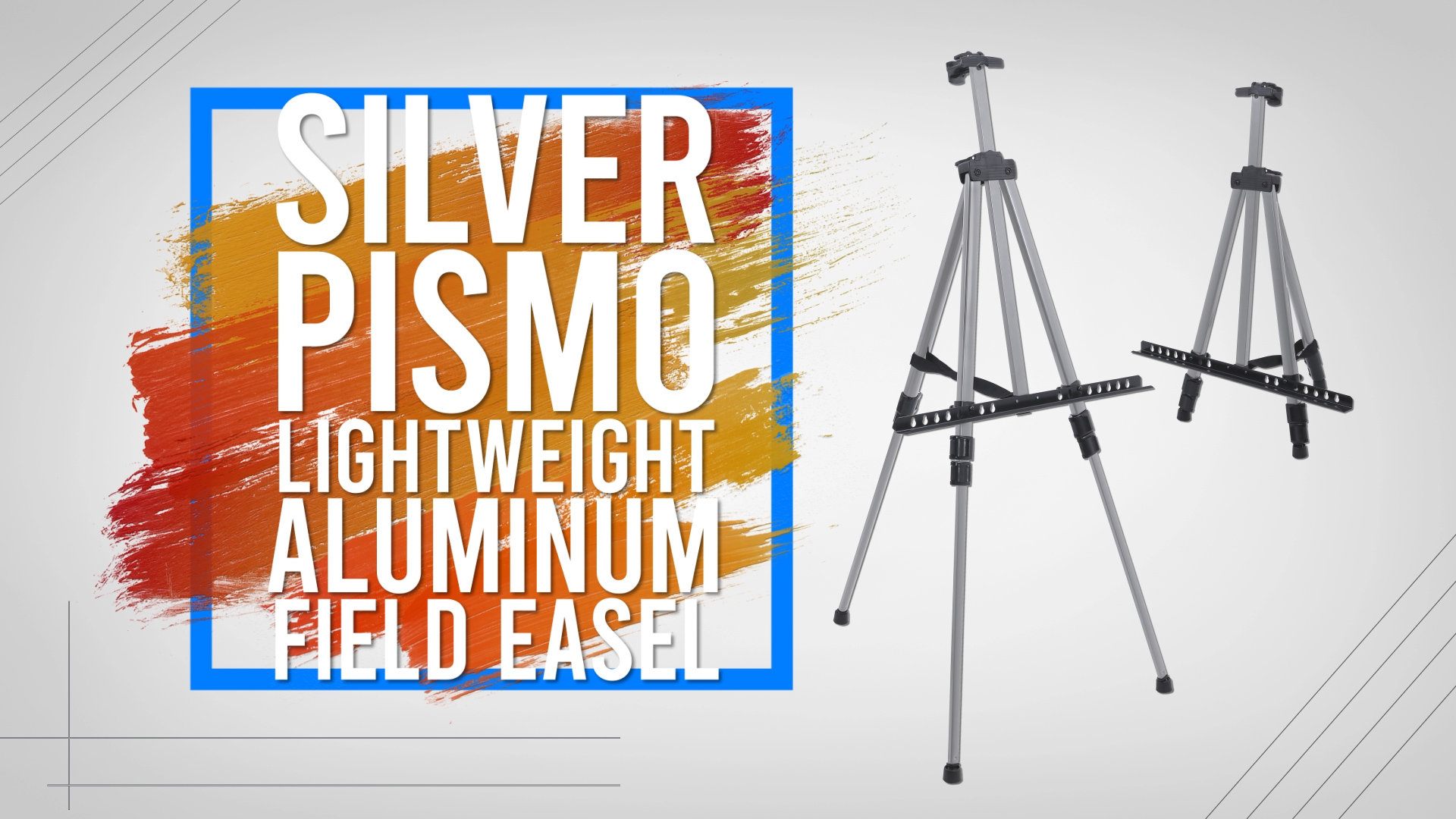 U.S. Art Supply 66 Silver Metal Tripod Easel Display, 2-Pack | Adjustable from 18to 5.5', Holds 36 Canvas - Floor/Tabletop Easel Stand, For Sign Display, Painting, Poster Board, Canvas