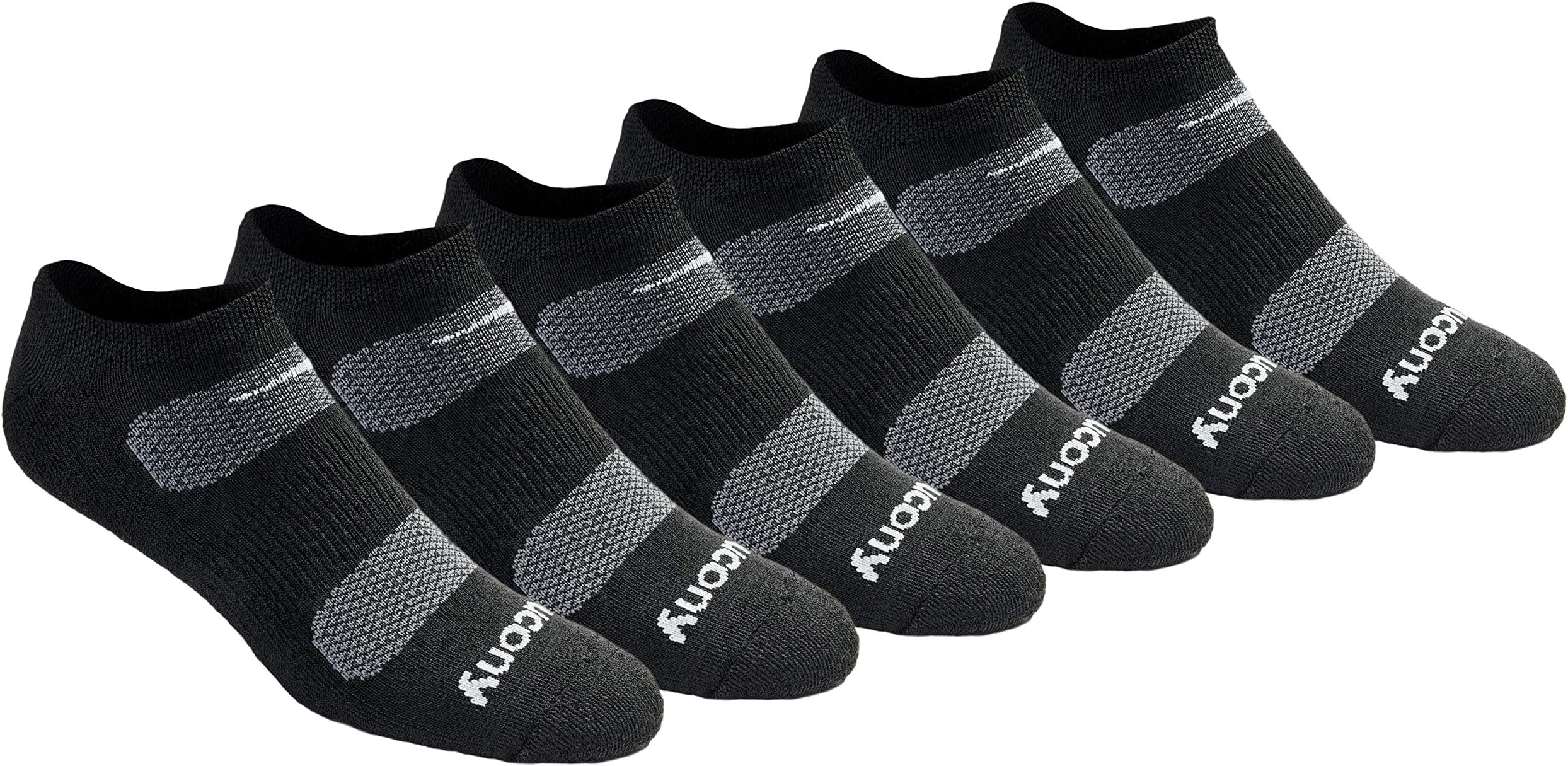 Saucony Mens Multi-pack Mesh Ventilating Comfort Fit Performance No-show Socks Socks (pack of 12)