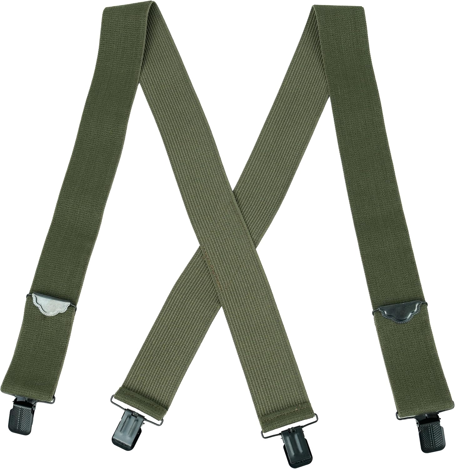 Rothco Adjustable Elastic X-Back Pant Suspenders - Comfortable Heavy Duty Pant Support with Clips in Black, Camo, and Green