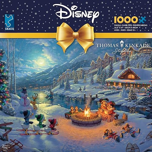 Miniatura 2 de Ceaco - Thomas Kinkade - Colección Disney Dreams - Vacaciones - Mickey y Minnie Christmas Lodge - Rompecabezas de 1000 piezas Una historia de
