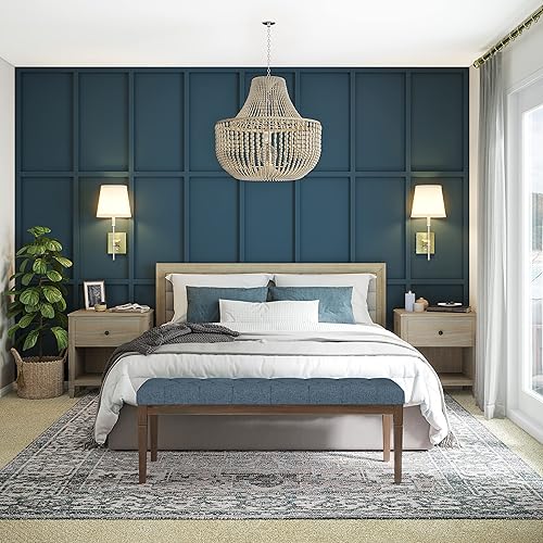 Miniatura 42 de SIMPLIHOME Waverly - Banco otomano rectangular tradicional copetudo de 48 pulgadas de ancho en piel sintética vegana marrón envejecida, ensamblado,