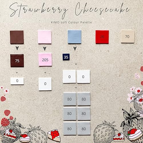 Miniatura 3 de FIMO Soft & Effect - Arcilla polimérica para modelar horno, 2.01 oz, juego de 8 unidades, colección de tarta de queso de fresa