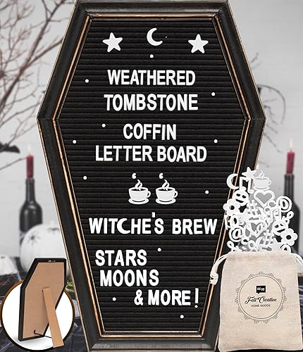 Miniatura 1 de Tablero de letras de fieltro de ataúd para decoración del hogar (negro), espeluznante, gótico con mensaje Felt Creative Home Goods