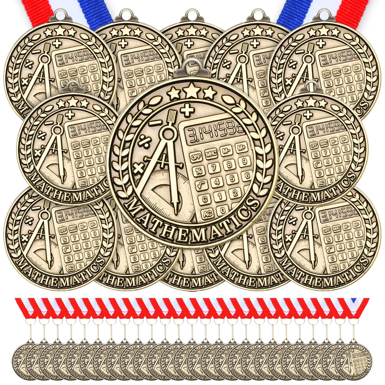 Quelay 60 Pcs Gold Award Medals with Neck Ribbons 2 Inch Winner Medals Awards Bulk Metal Trophy Award Prize Gift for Adult Competitions Education Tournaments Event