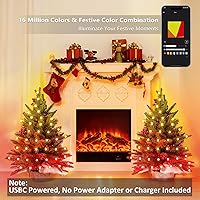 Vista 4 de Brizled Smart Mini Christmas Tree, 22.8in DIY Smart-Lit Tabletop Tree with 75 LED RGB Lights, App/Voice Control 159+ Scenes Mini Xmas Tree USB C