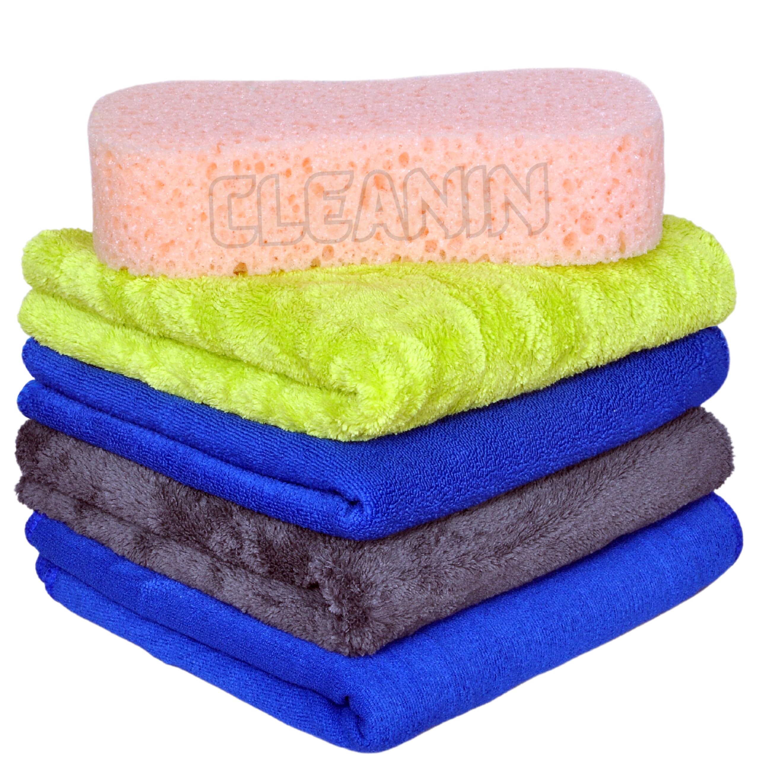 CleanIn Microfiber Cleaning Cloths and Sponge COMBO for Car, Bike, Kitchen, Home, Super Soft, High Absorbent 40x40cm (Pack of 5) (B0CGLMGYQB) Amazon Price History, Amazon Price Tracker