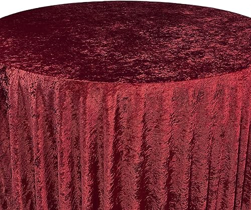 Miniatura 3 de YOUR CHAIR COVERS - Mantel redondo de terciopelo triturado de 120 pulgadas para mesas redondas de 5 pies - Borgoña