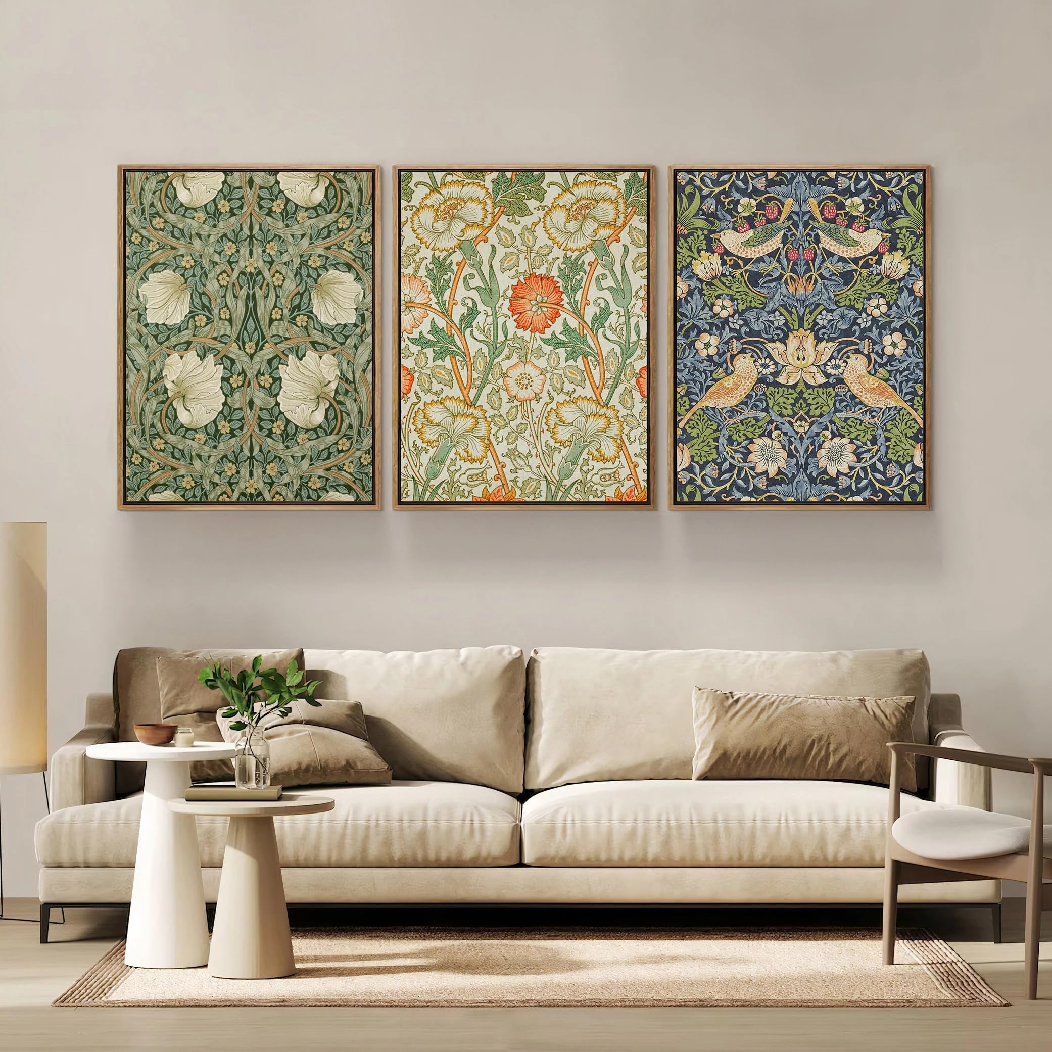 LTjiajuypd William Morris Print Floral Exhibition Poster Wall Art Set Of 3 Gallery Canvas Painting(40x55cm-3Pcs)