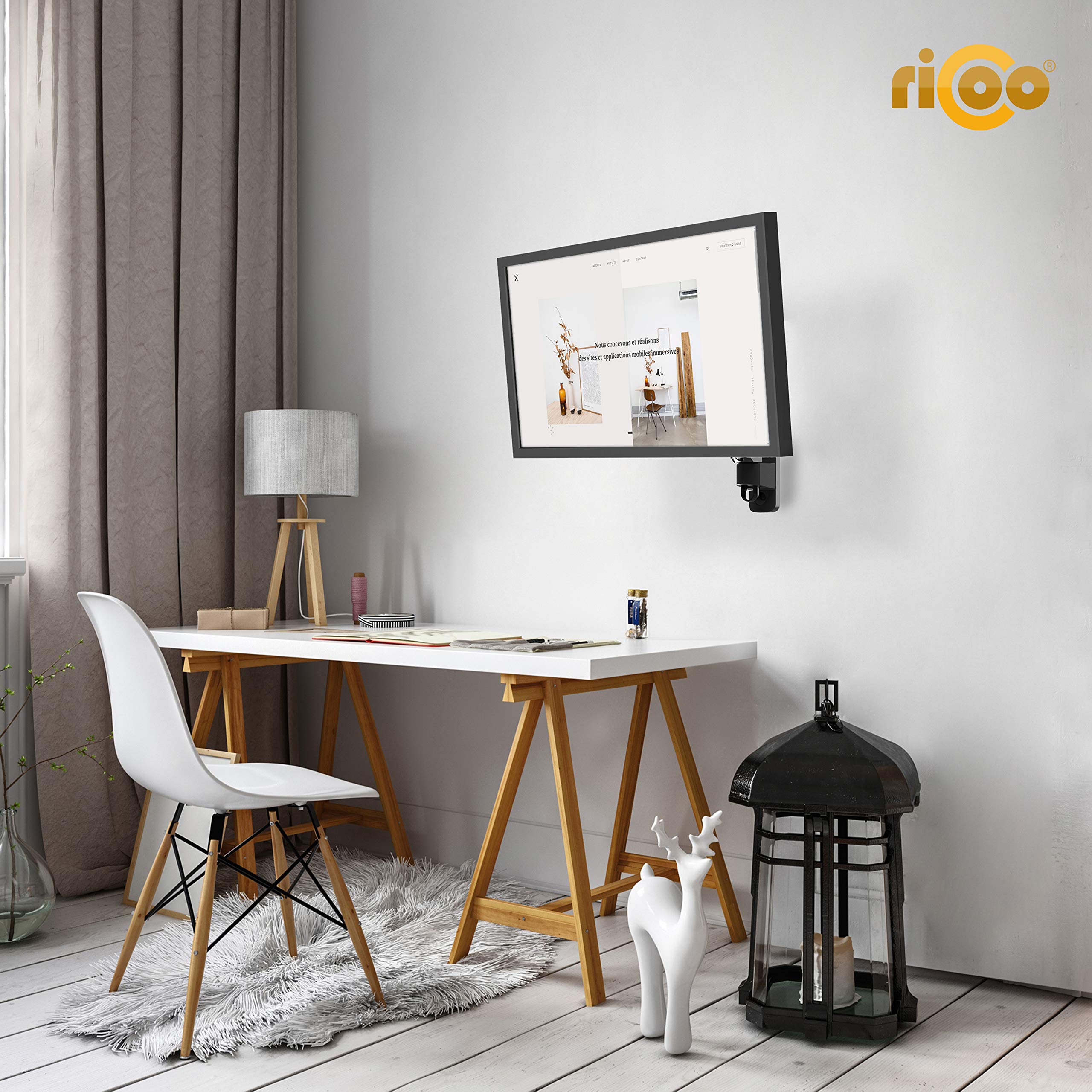 RICOO S4311 Supporto TV da parete Staffa TV 13-27 pollici per 13 27 pollici girevole inclinabile fino a 7 kg max VESA 100x100