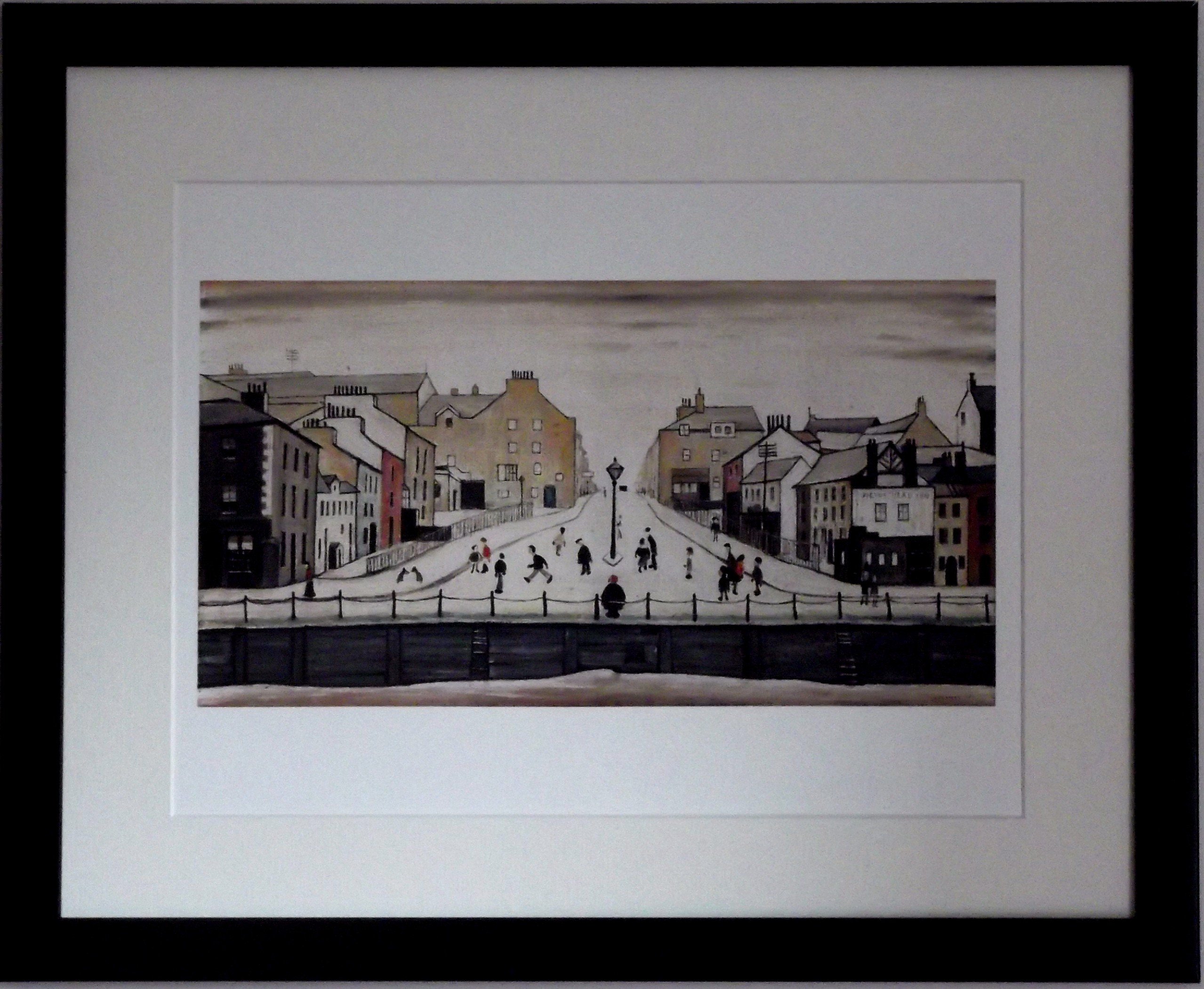 Stateoftheart-Uk Black Frame With Soft White Mount And Large Image Authentic L S Lowry Print - Senhouse St Maryport - 21 X 17Inch