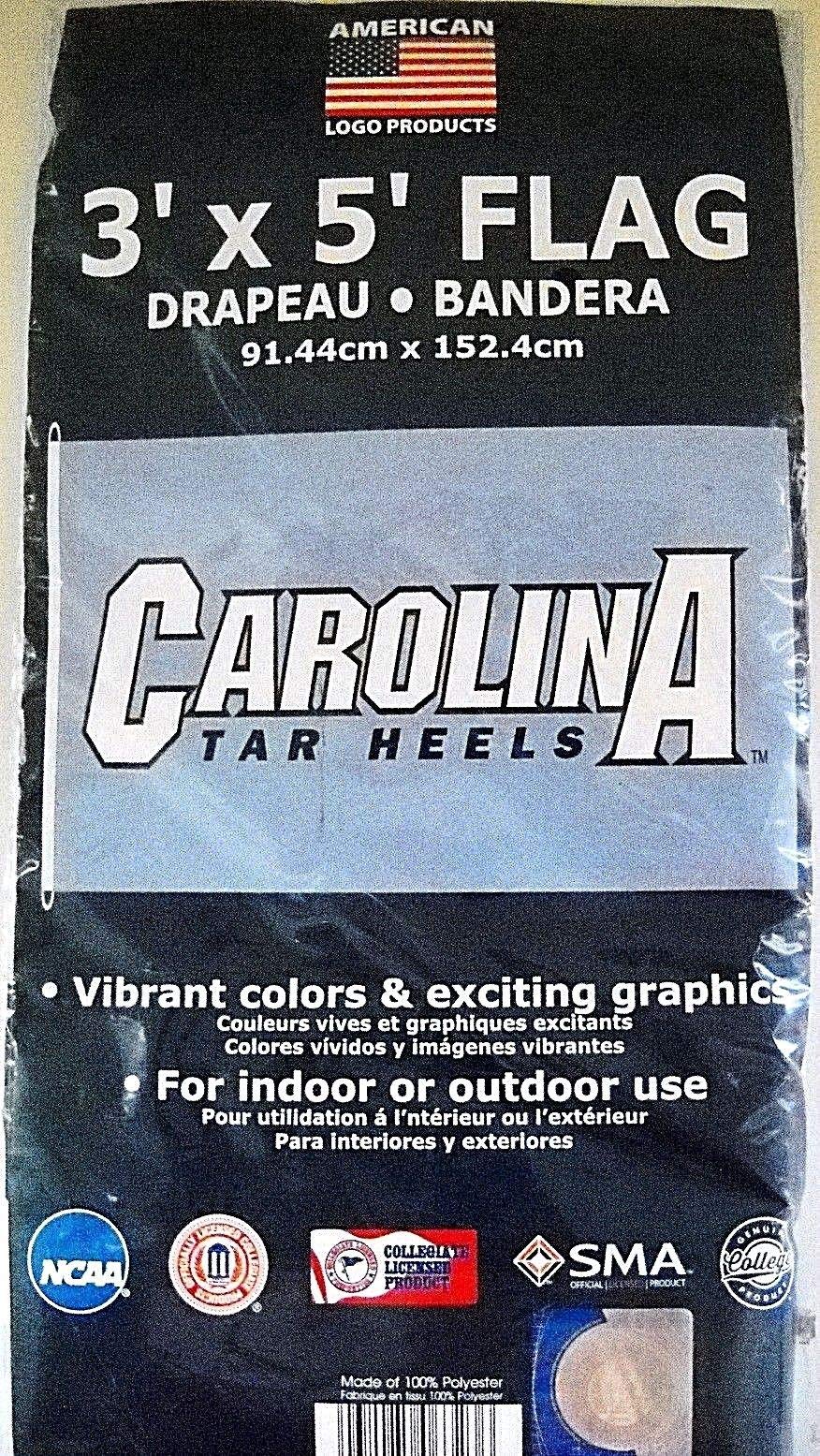 Bandera exterior UNC Tar Heels azul de 3x5 pies con nombre y apodo de North Carolina 3