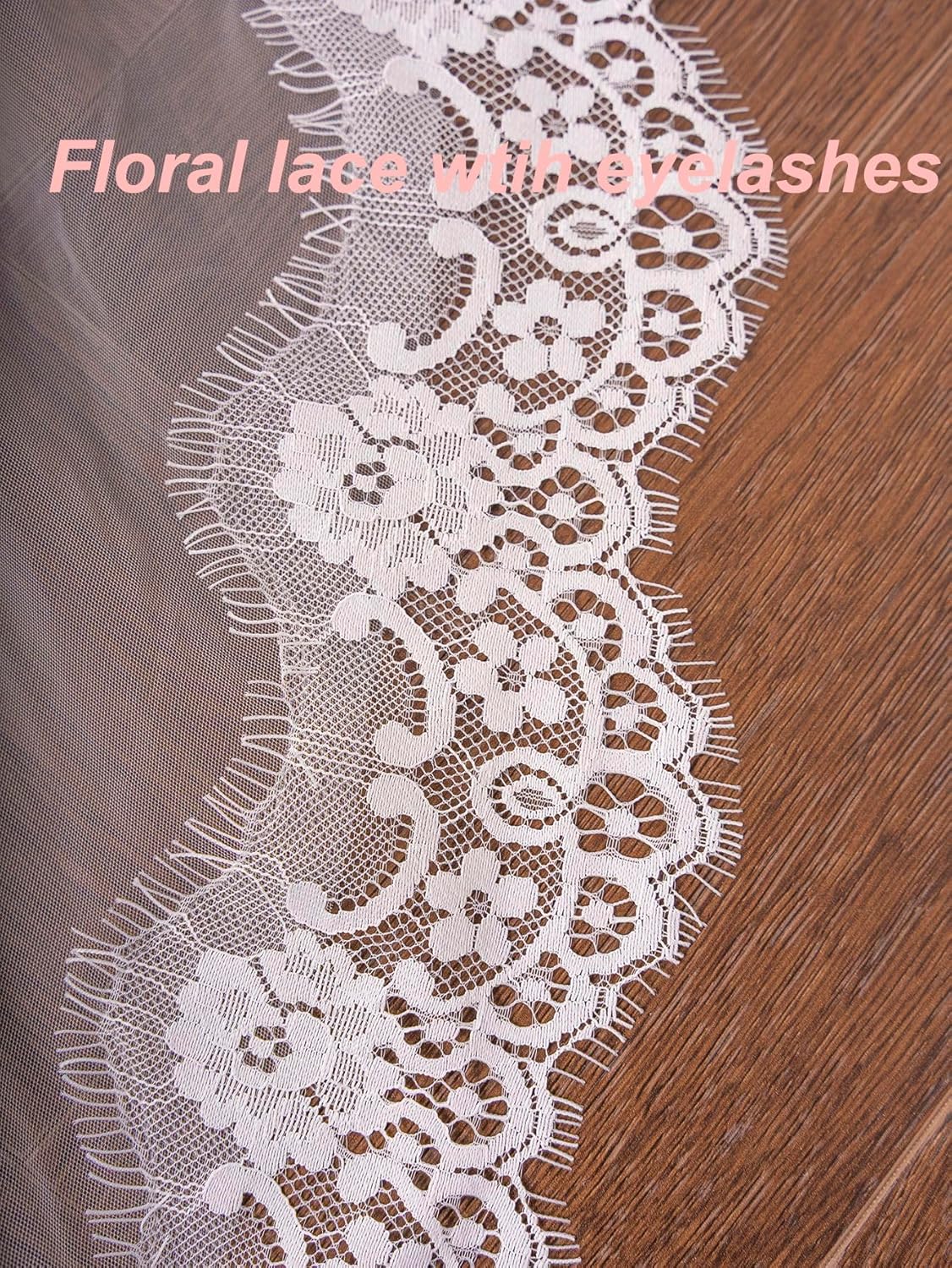 Cathedral Length Floral Lace 1 Tier Wedding Bridal Veil with Comb for Bride Ivory