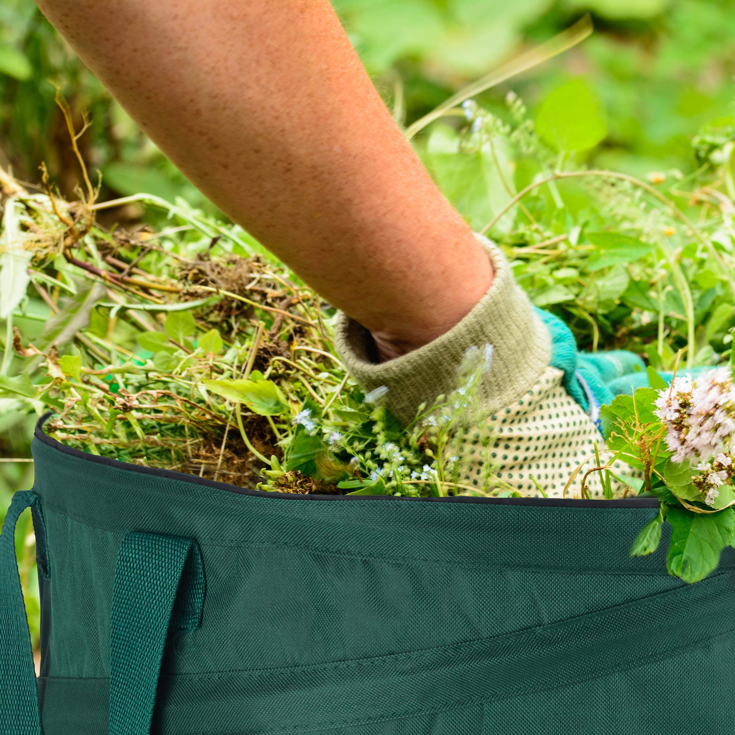 relaxdays Sacchi per Foglie Pop Up, Set da 3, per Fogliame e Rifiuti da Giardino, 85 l, Autoportanti, ∅: 46 cm, Verdi, Verde