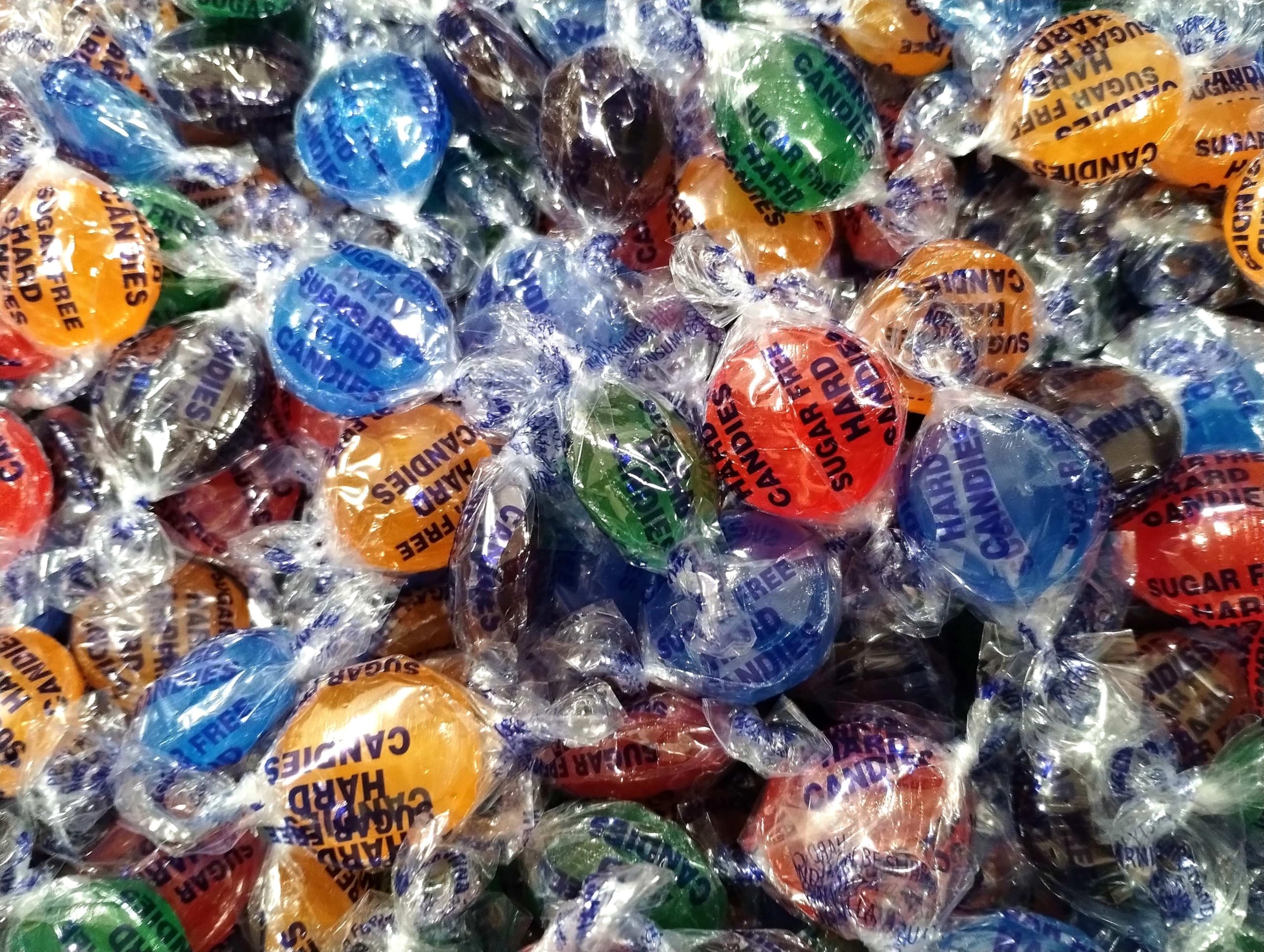 Sugar Free Assorted Fruit Hard Candy Buttons - 1 lb of Fresh Delicious Cherry Orange Lime Blackberry Raspberry Individually Wrapped Candy