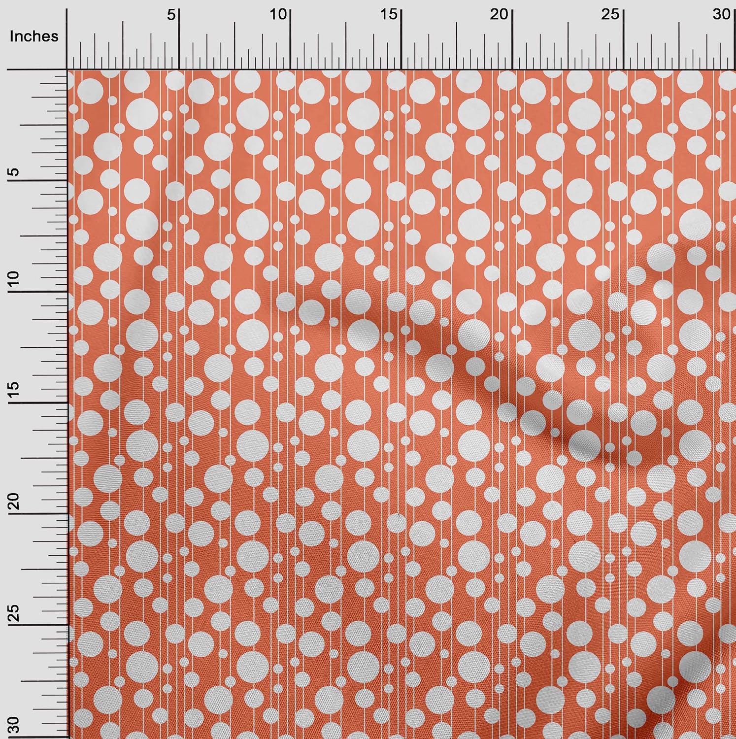 oneOone Georgette Viscose Orange Fabric Dots Dress Material Fabric Print Fabric by The Yard 42 Inch Wide - SX