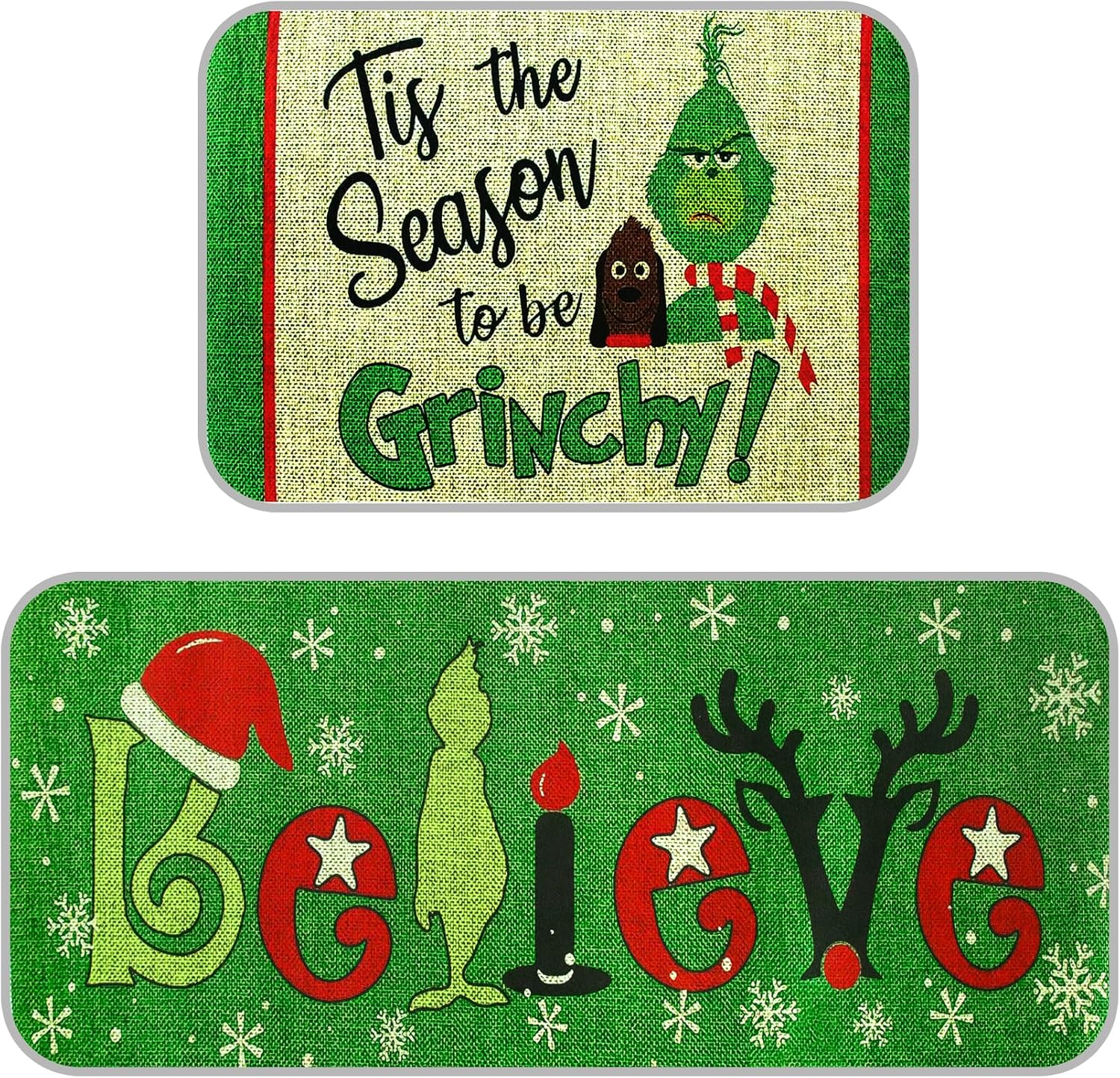 CZS Christmas Kitchen Rugs and Mats Set of 2, Christmas