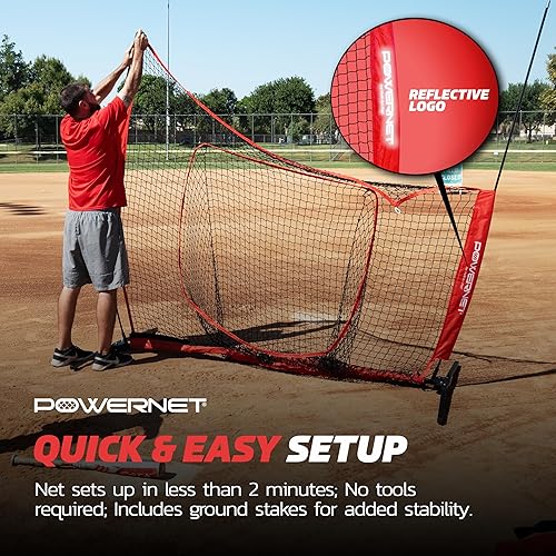 Miniatura 6 de PowerNet Pro One Piece Softball Baseball Net, Portable Baseball Training Equipment, Hitting, Throwing & Pitching Net with Carrying Bag