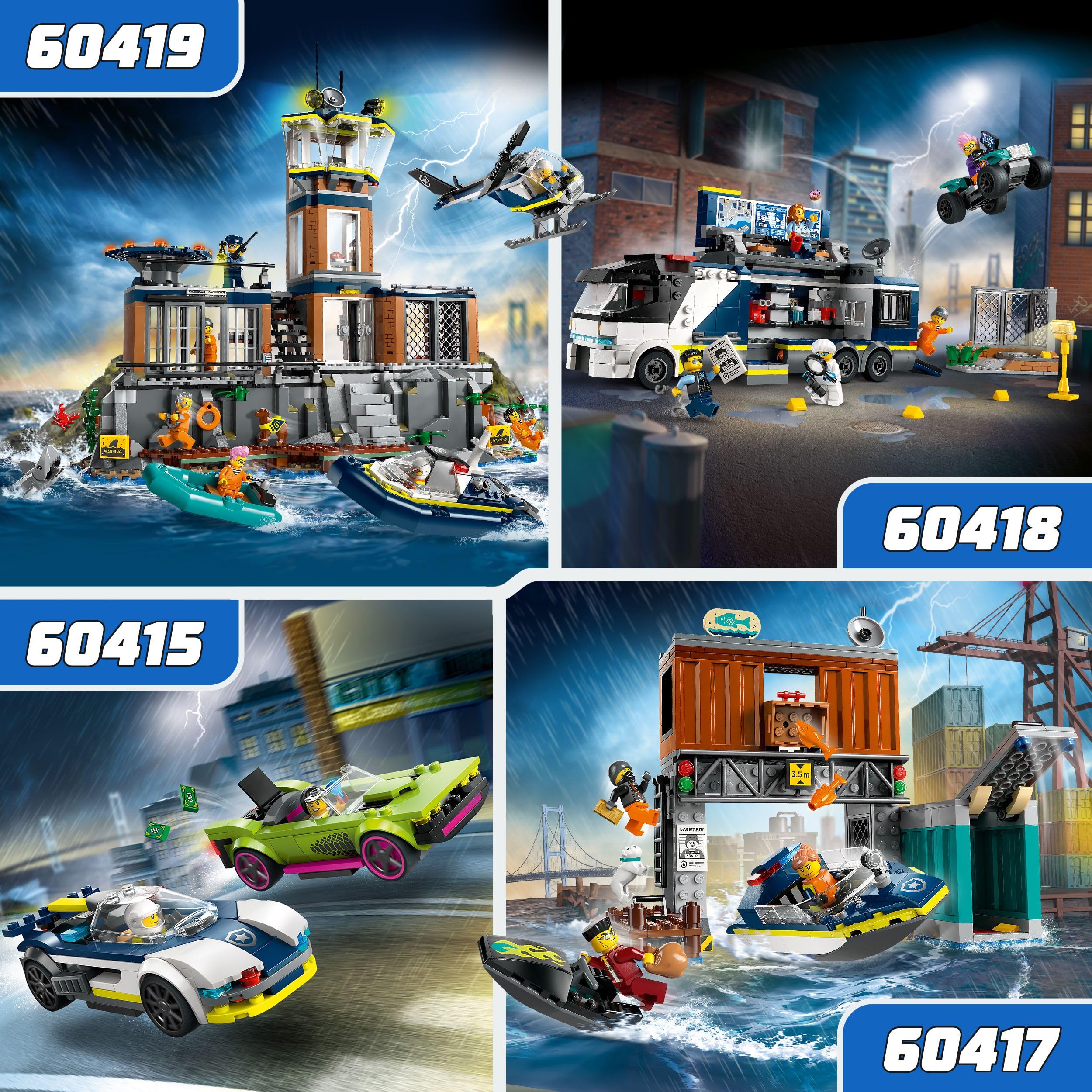 LEGO City La Course-Poursuite Entre la Voiture de Police et la Super Voiture, Jouet Imaginatif et de Rôles, Minifigurines d'Agent et Voleuse, Cadeau pour Garçons et Filles Dès 6 Ans 60415