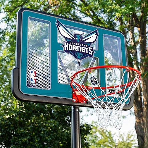 Vista 73 de Aro de basketball con sistema portable, de altura ajustable, tablero posterior de 44 pulgadas de Lifetime 1269 Pro Court.