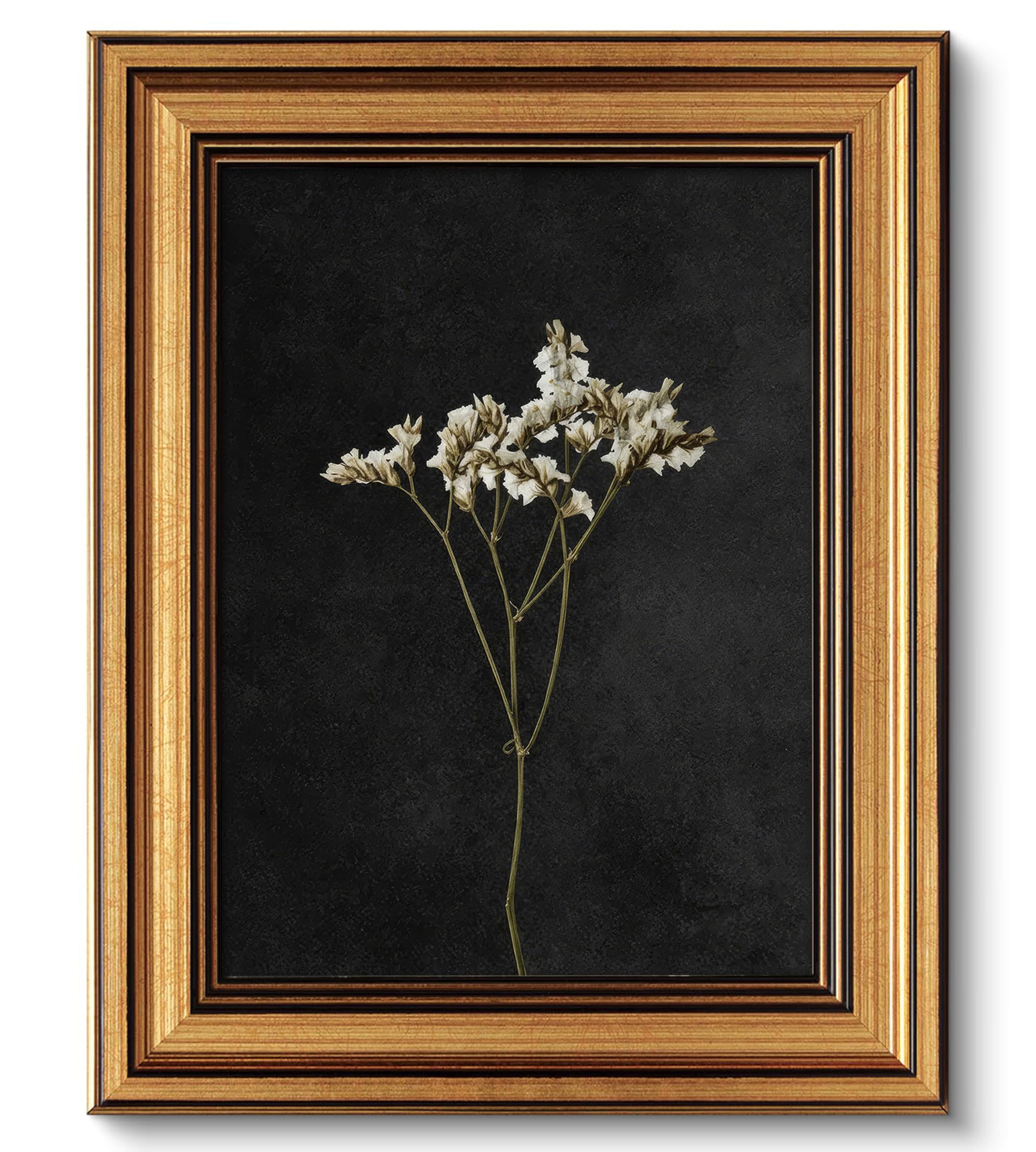 NALEPS Dark Dried Floral Framed Wall Art, Moody Flower Wall Decor, 9x11 In