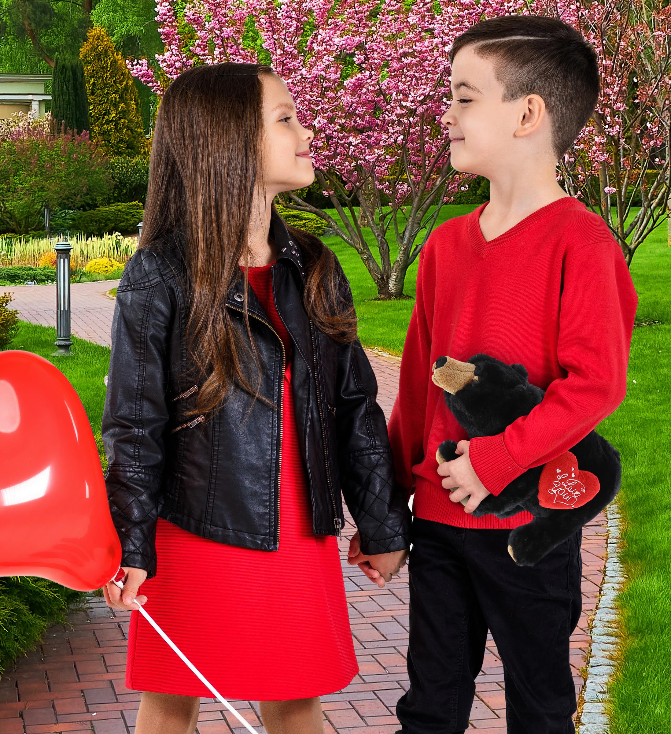 OSO 25CM CON CORAZÓN 3 COLORES OJOS GLITTER Y NARIZ METAL