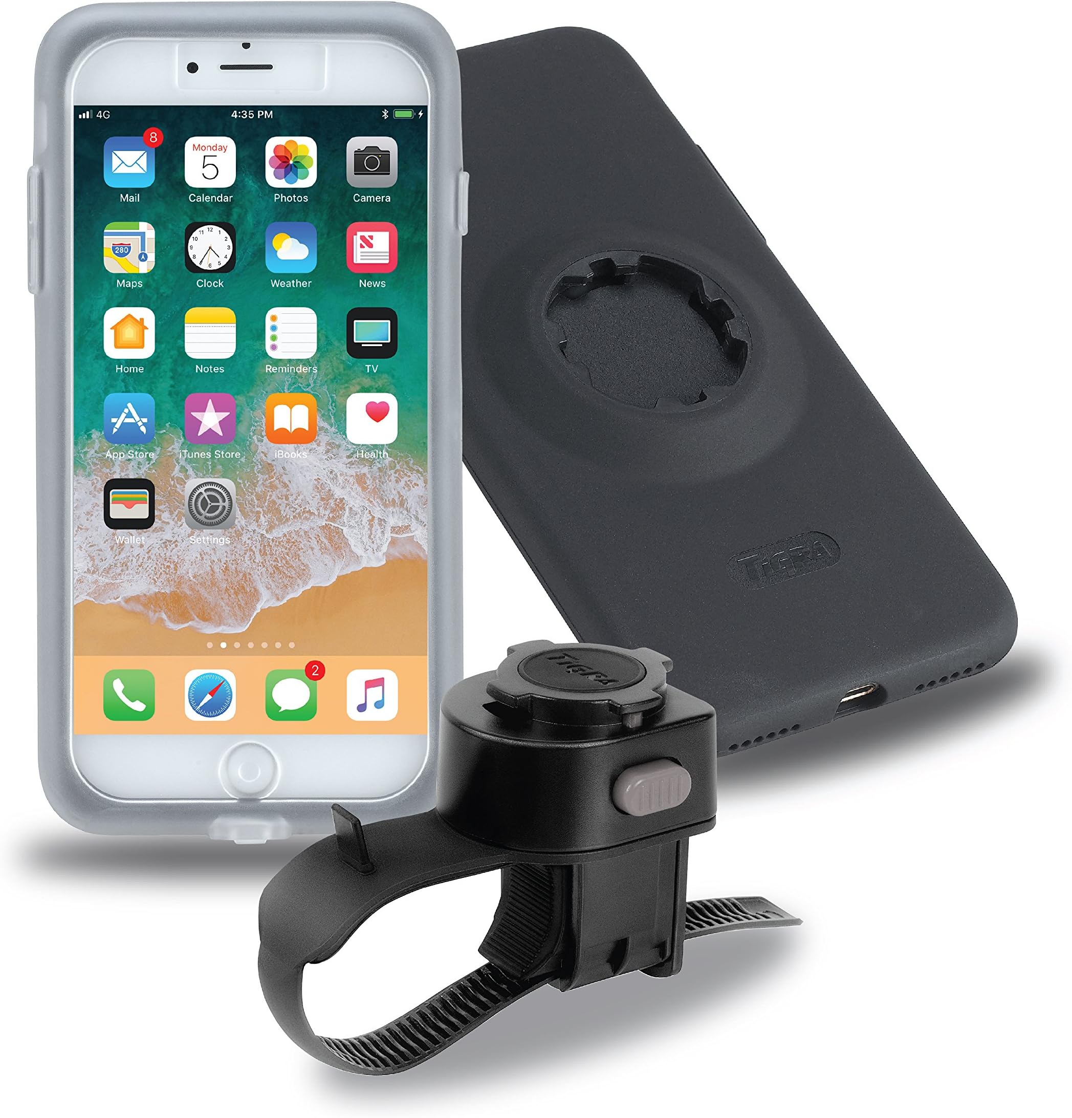 TIGRA SPORT MC-IPH72-BKP 142.5 x 72 x 13.5 mm MountCase 2 Bike Kit with Case and Mount for Apple iPhone 7/8, Black