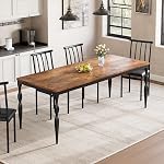 78.8" Rectangular Dining Table for 6, Rustic Farmhouse Kitchen & Dining Room Table with Large Wooden Tabletop, Heavy-Duty Legs, Ideal for Big Families, Parties Everyday Dining (Engineered Wood, Black)
