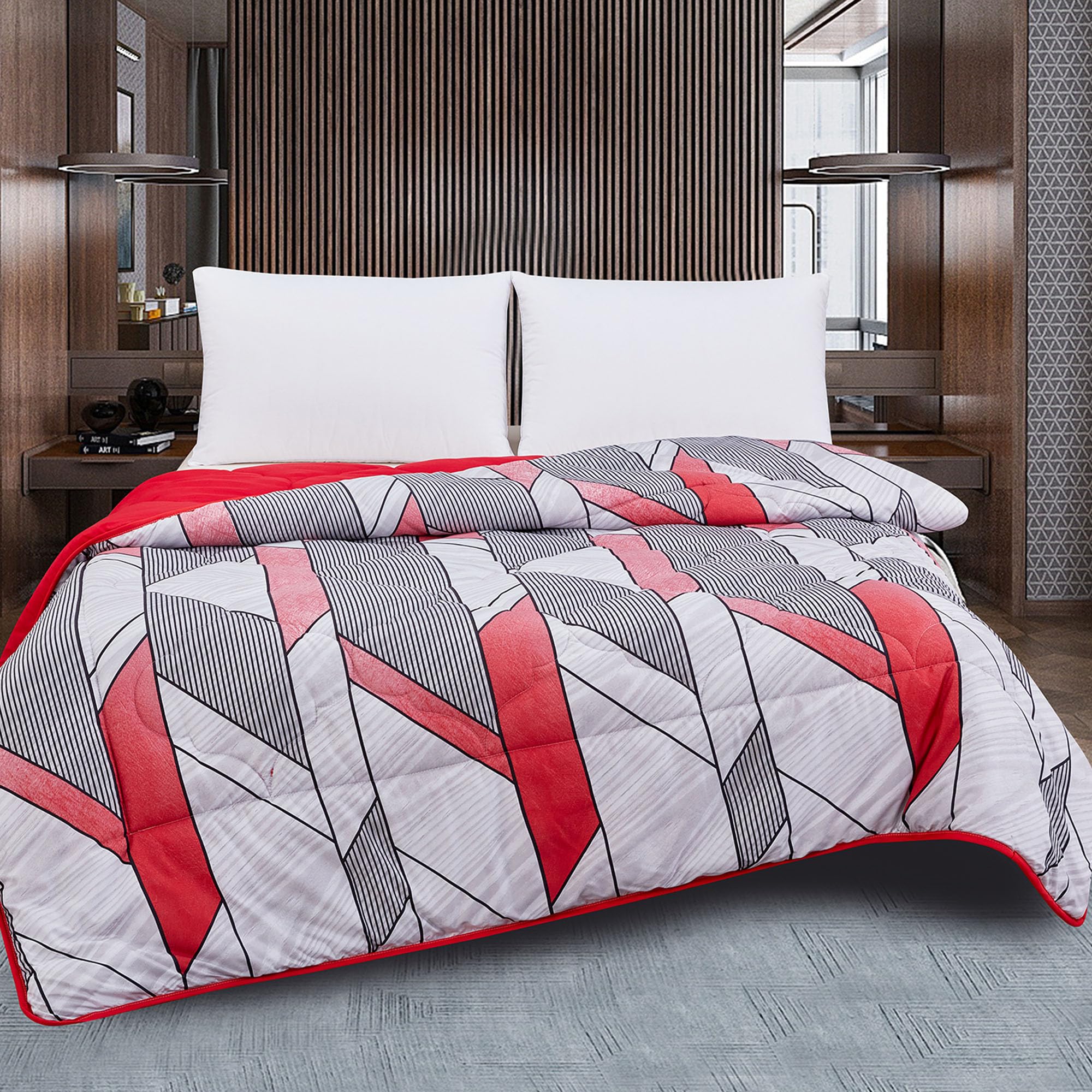 TIENDA EURASIA Reversible Duvet, Bi-Colour Print, 100% Silicone Fibre Filling, Soft and Comfortable Feel 300 g/m2 Microfibre, Reversible Design (Pattern 2, Bed 150/180)