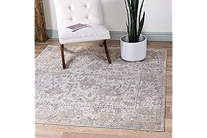 Rugs.com Oregon Collection 4 Ft. Square Washable Ivory Rug