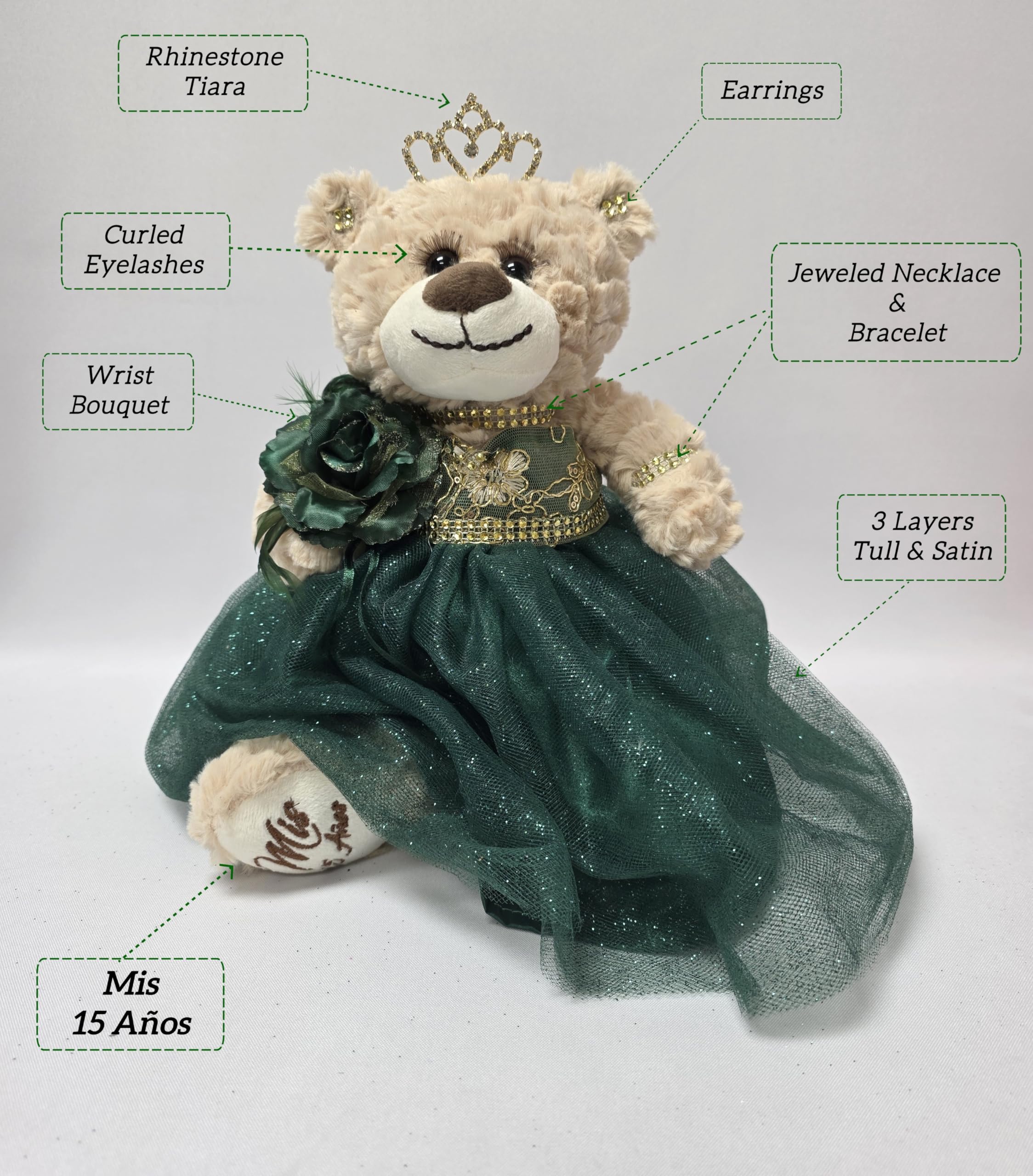 KINNEX COLLECTIONS SINCE 1997 Quitte Anos Letzte Puppe, Teddybär mit Kleid (Mittelstück) ~ 30,5 cm ~ ARC09832-15 (Königsblau)