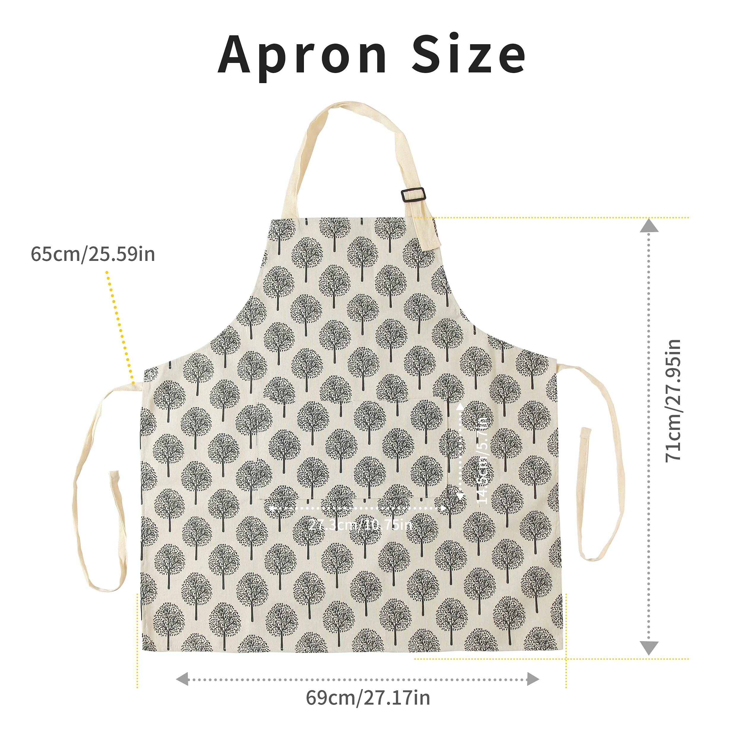 Tosewever Delantal impermeable de lino y algodón con bolsillo para mujer chef