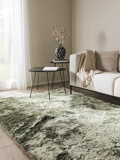 benuta Nest Hochflorteppich Whisper - Grün 140x200 cm - Kuschelig Weicher Teppich für Schlaf- und Wohnzimmer - Pflegeleicht - Fußbodenheizung Geeignet