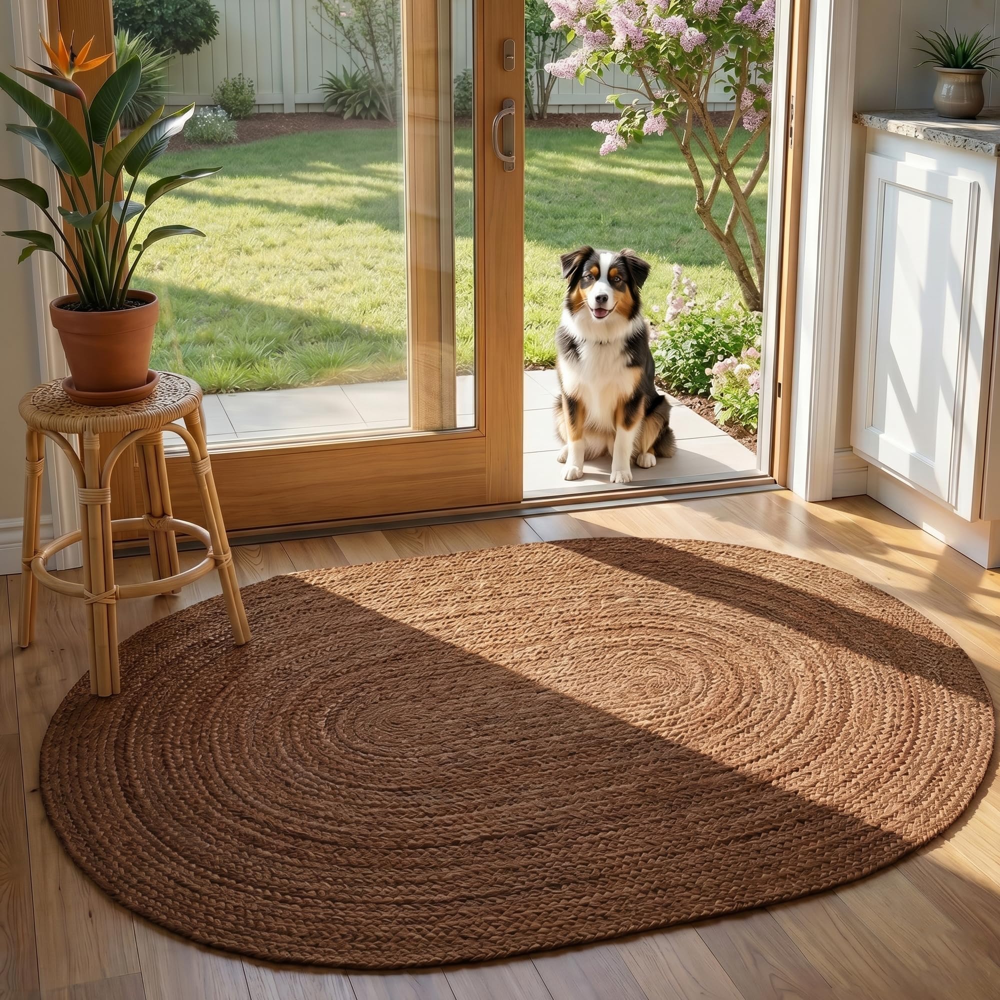 Tapis de couloir en jute antistatique et robuste pour entrées animées