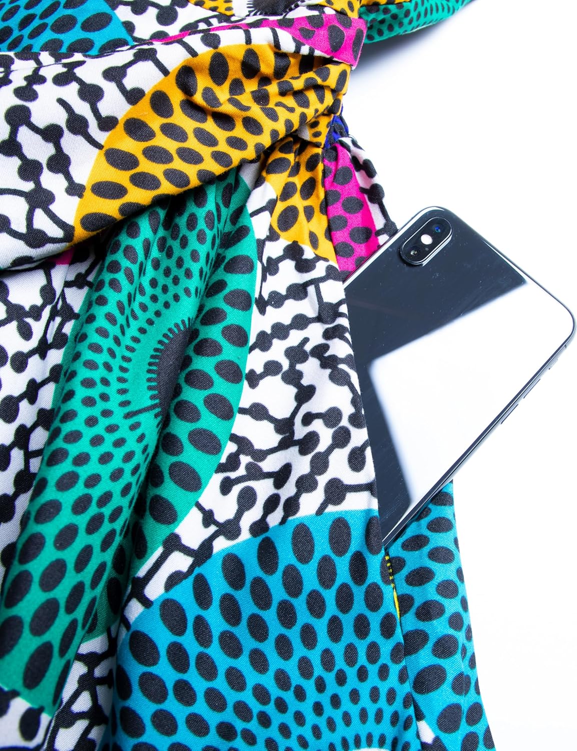 Women's African Print Wax Dress Ankara Colorful Sleeveless Dresses with Belt - Image 3