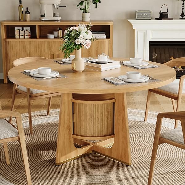 Beautiful Round Kitchen Table Ideas for Every Home 158 Storage-Friendly Modern Round Table