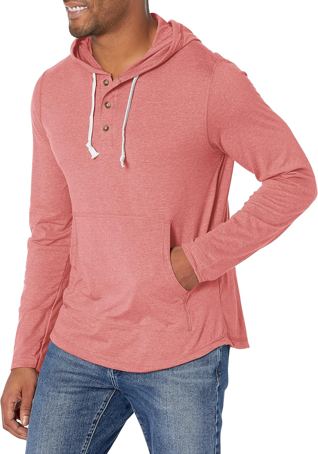 Hanes Men's Originals Tri-blend Jersey Hoodie, T-Shirt Hoodie with Henley Collar - Image 2