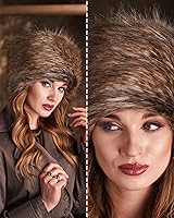 Vista 48 de Futrzane Sombrero clásico cosaco - Sombreros de piel sintética para mujer - Sombrero ruso peludo cálido negro (Black Classic)