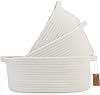 NaturalCozy 3-Piece Oval Storage Basket Set– Soft Natural Rope Woven Baskets for Storage Shelf, Toy, Nursery, Gift, Baby Shower, Pets Cat Dog Bins, Kitchen | Small Basket for Organizing Off White