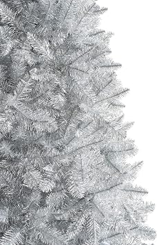 Treetopia 8ft Silver Unlit Artificial Christmas Tree, Silver Stardust Tinsel Tree