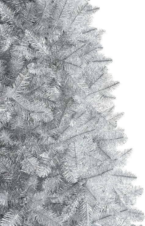 Treetopia 8ft Silver Unlit Artificial Christmas Tree, Silver Stardust Tinsel Tree