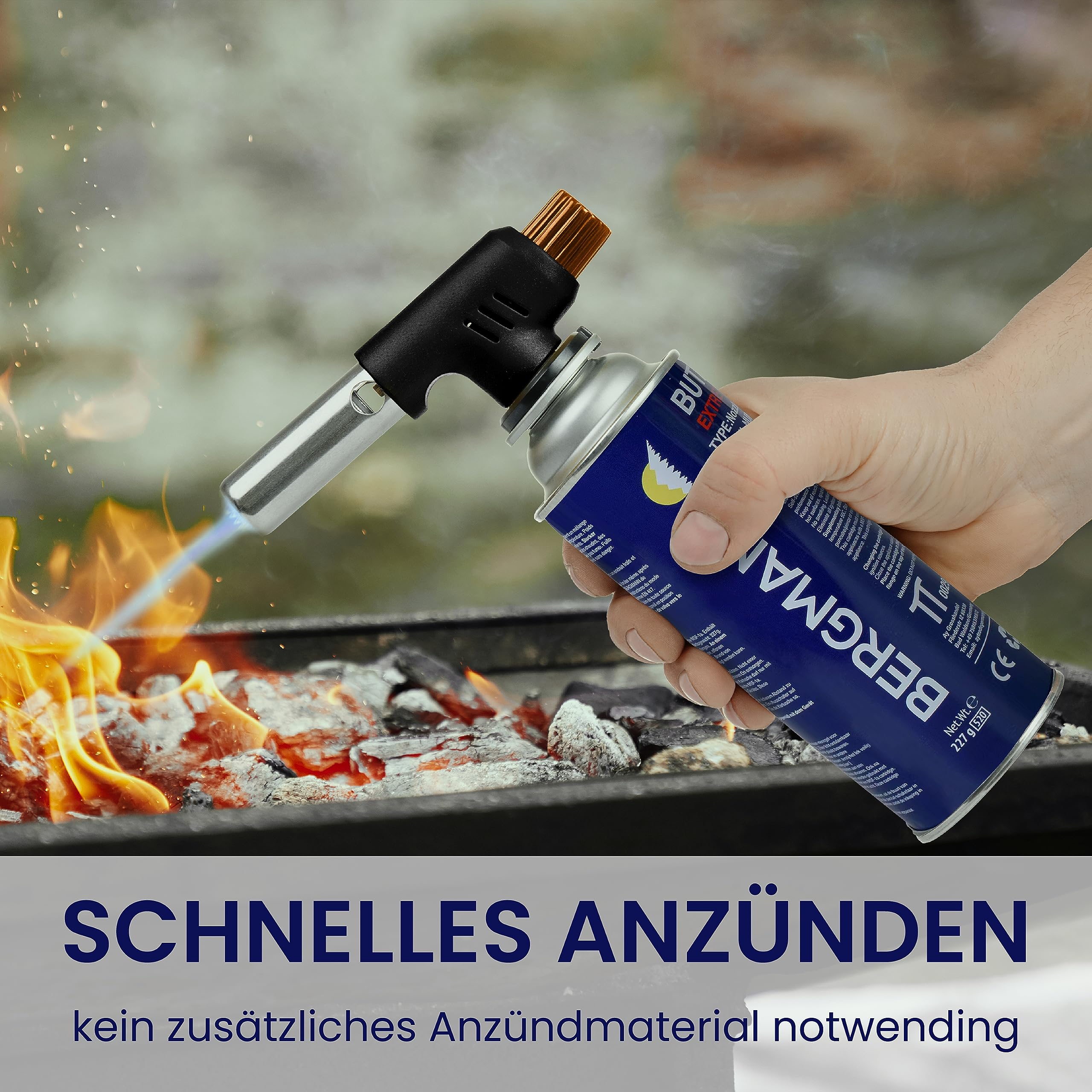 Bergmann Gaskartuschen 227g ideal für Gaskocher, Gasheizung, Gasbrenner I Butan Gaskartusche Typ MFS – 1A I Campingkocher Bunsenbrenner Gaskocher (24 Kartuschen)