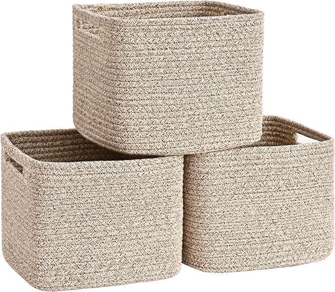 3 Pack Cube Storage Bin, 9”x9”x7”