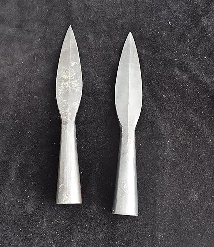 Miniatura 3 de Cabeza de lanza de acero de alto carbono forjada a mano (juego de 2) (longitud de la hoja 4.25 pulgadas, longitud total 8 pulgadas)