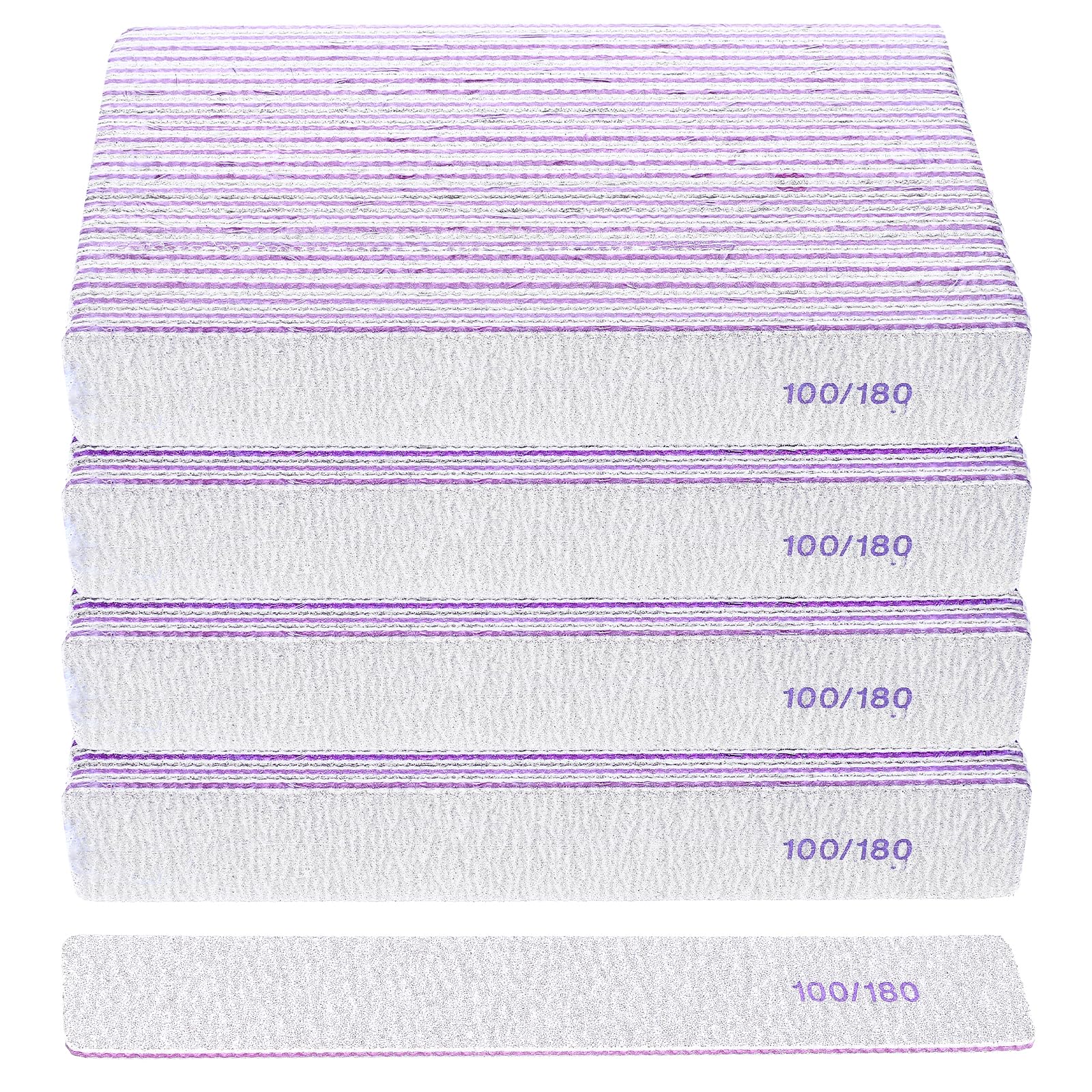YUXIANLB 100 Pcs 100/180 Grit Nail Files Professional Reusable Emery Board for Nails, Double Sides Washable Nail File Manicure Tools for Natural Nails Extension Gel and Acrylic Nail Tools Home Use