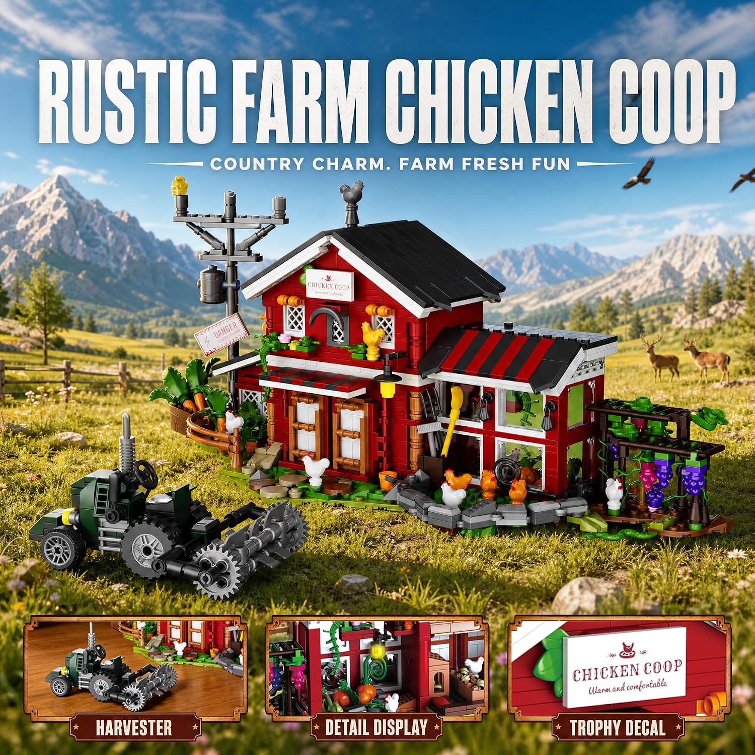 Western Farm Building Set, American Style Farm Decor Display