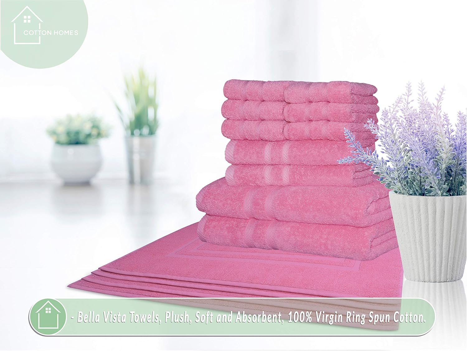 Bella Vista (Set of 2 Piece Bath Towels, Pink)