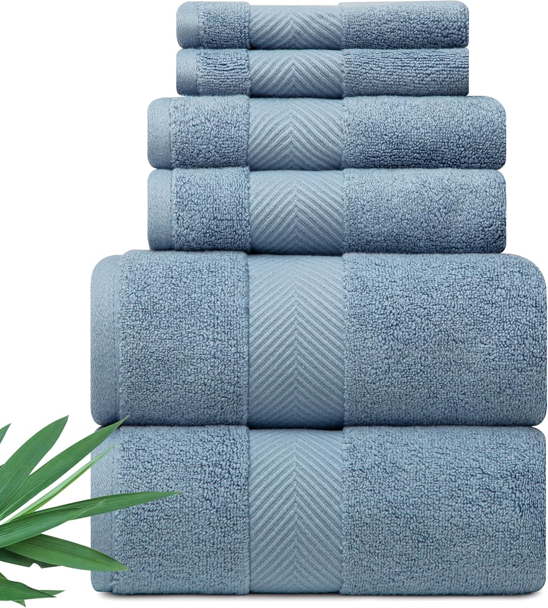 Ultra Soft & Plush Viscose from Bamboo Bath Towels - 700 GSM Luxury Bath Towels - 6 Piece Set - Super Absorbent & Quick Drying (Chambray)