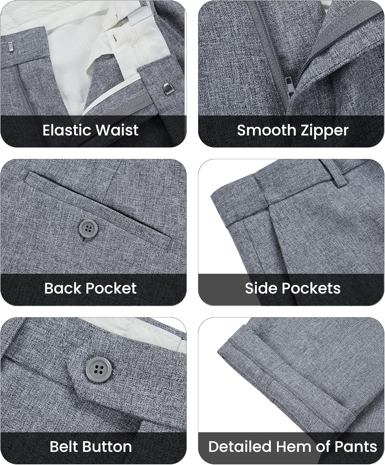 WULFUL Men's Slim Fit 2 Piece Suit, One Button Solid Blazer Business Party Jacket Vest Pants Set