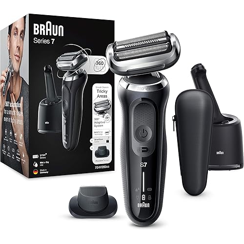 Braun Series 7 Electric Shaver for Men with, Precision Beard Trimmer, Wet and Dry, SmartCare Center, Rechargeable, Cordless Foil Razor, Black, 70-N7200cc