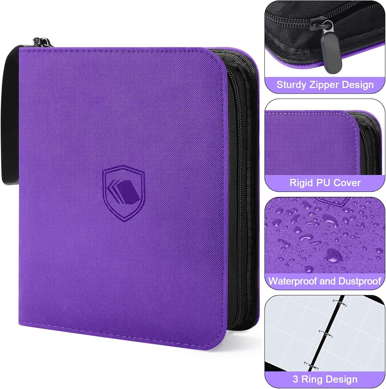 1200 Pockets Trading Card Binder, PU Cover Zipper Card Collection Album, Sturdy Card Folder Holder for MTG TCG, Game Cards - Image 3